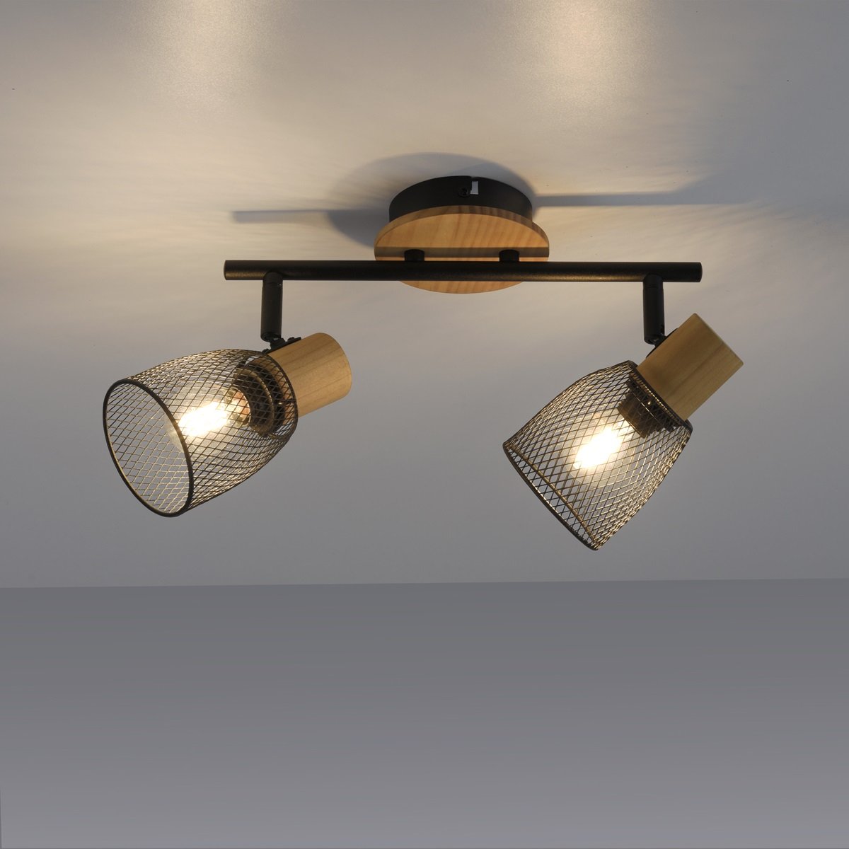 JUST LIGHT 15192-79 Deckenleuchte TAMIS 2-flammig Holz Metall