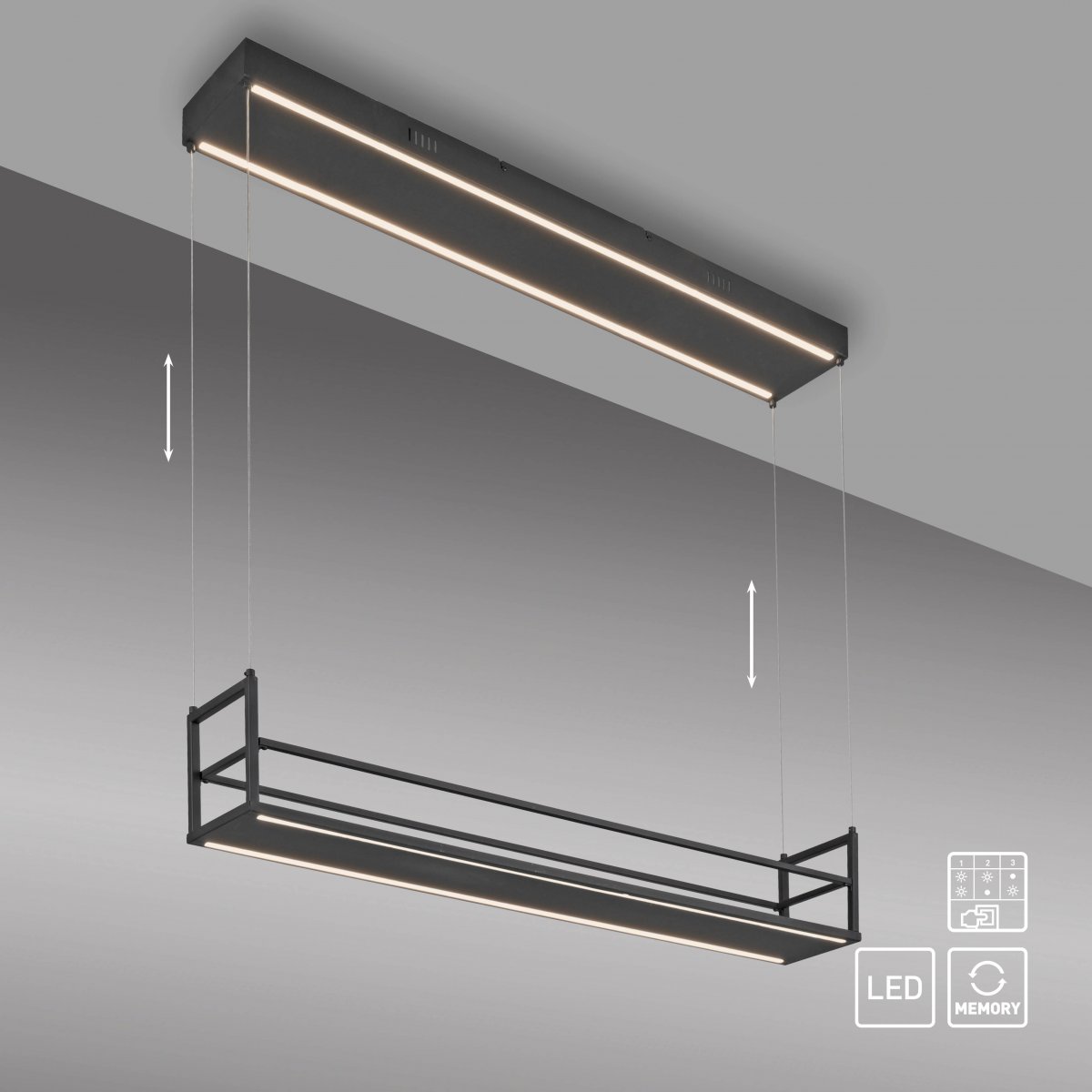 JUST LIGHT 15248-18 SONTURA Pendelleuchte schwarz mit Ablagefl�che
