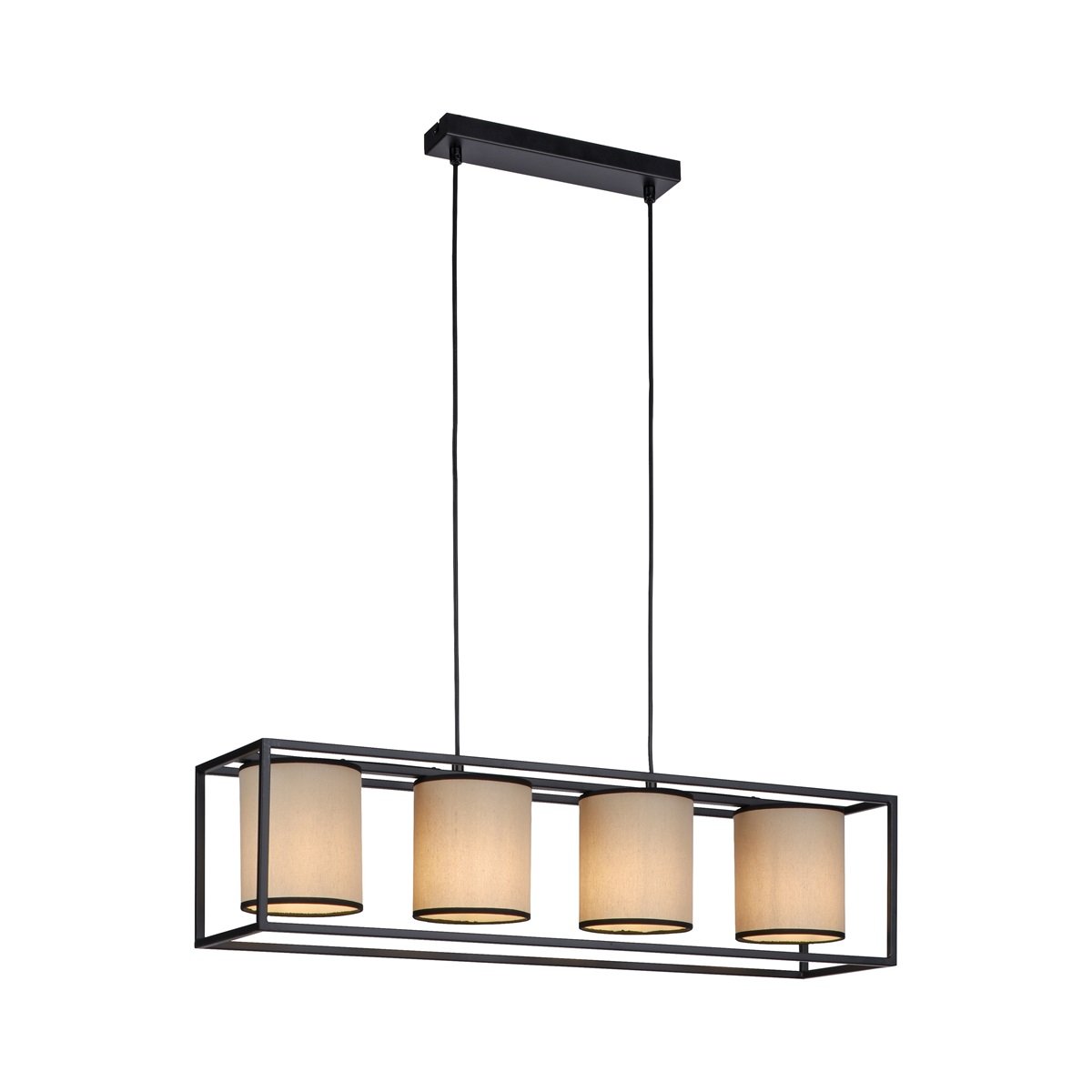 JUST LIGHT 15305-18 RAVEN Pendelleuchte 4-flammig schwarz Stoffschirme