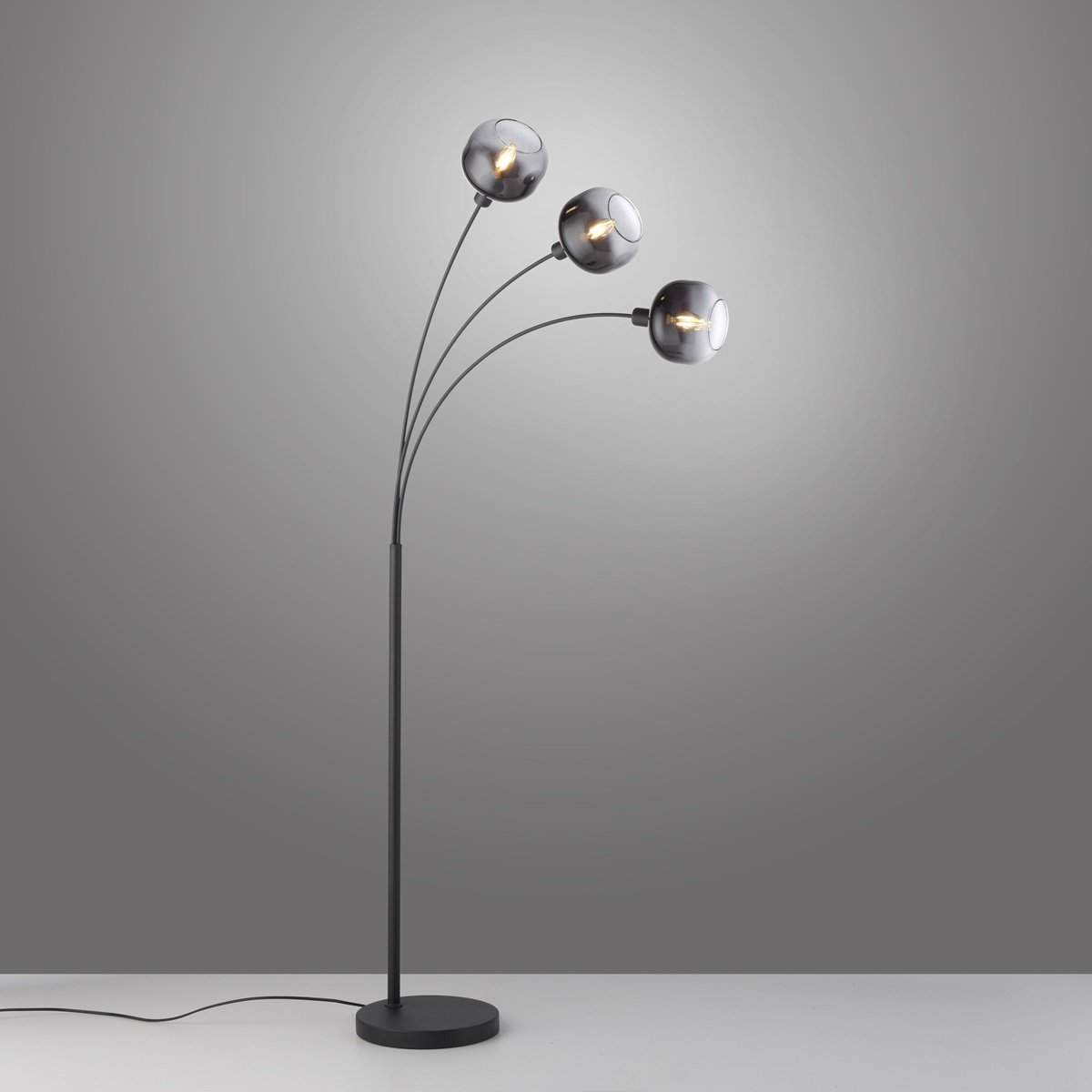 JUST LIGHT 15422-18 ZEA Stehleuchte 3-flammig schwarz rauchglas