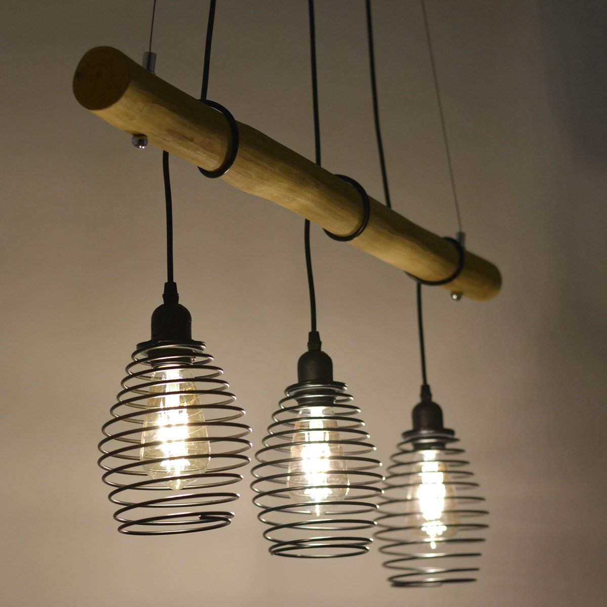 JUST LIGHT 15526-79 Pendelleuchte SPRING Holz-natur 3-flammig