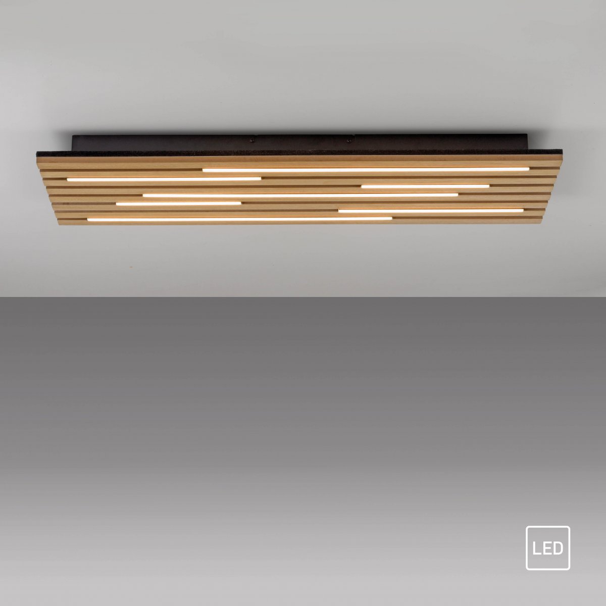 JUST LIGHT 15591-79 AKUSTIK Deckenleuchte Holzoptik 3000K