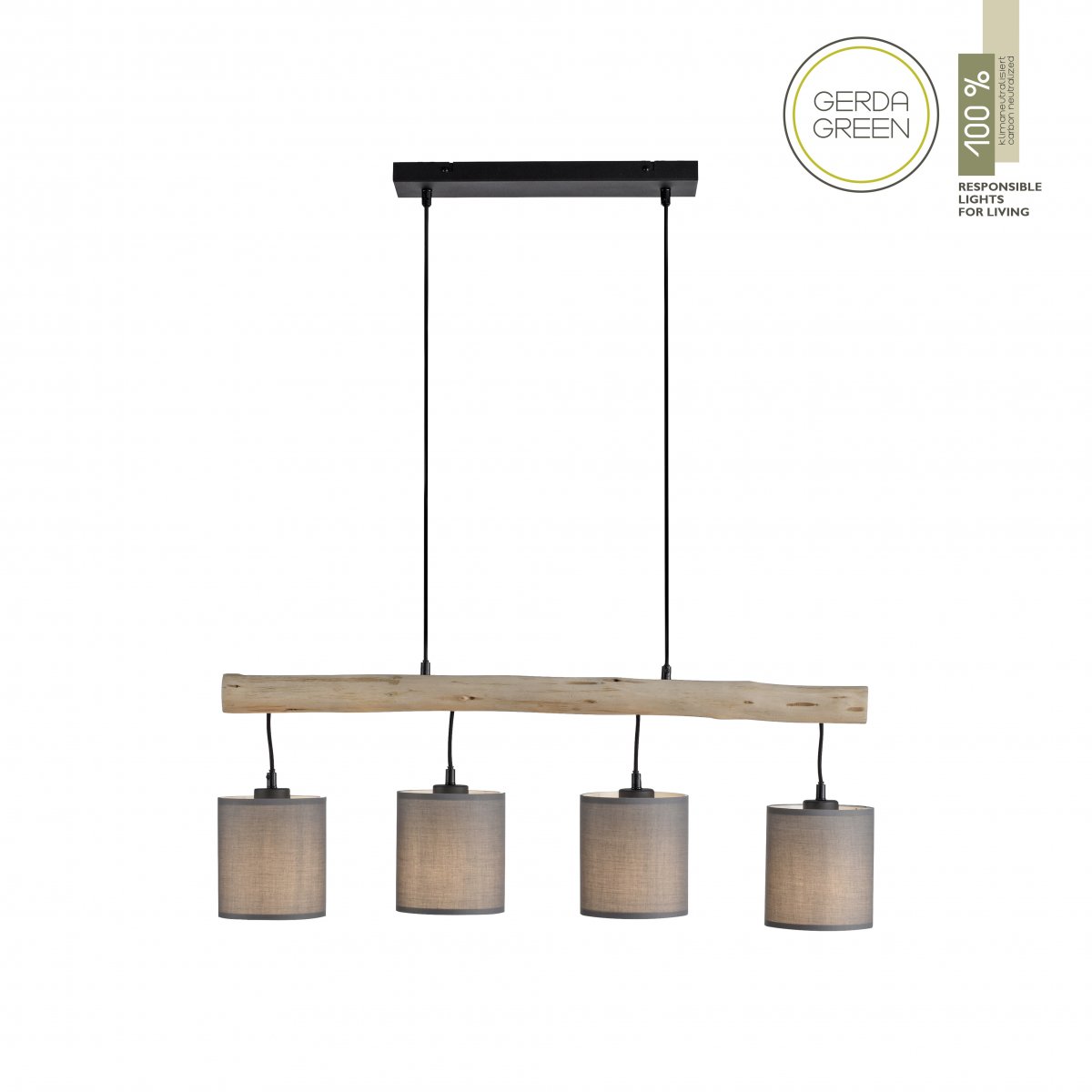 JUST LIGHT 15783-29 GREEN TRIBU Pendelleuchte taupe Stoffschirm 4-flammig