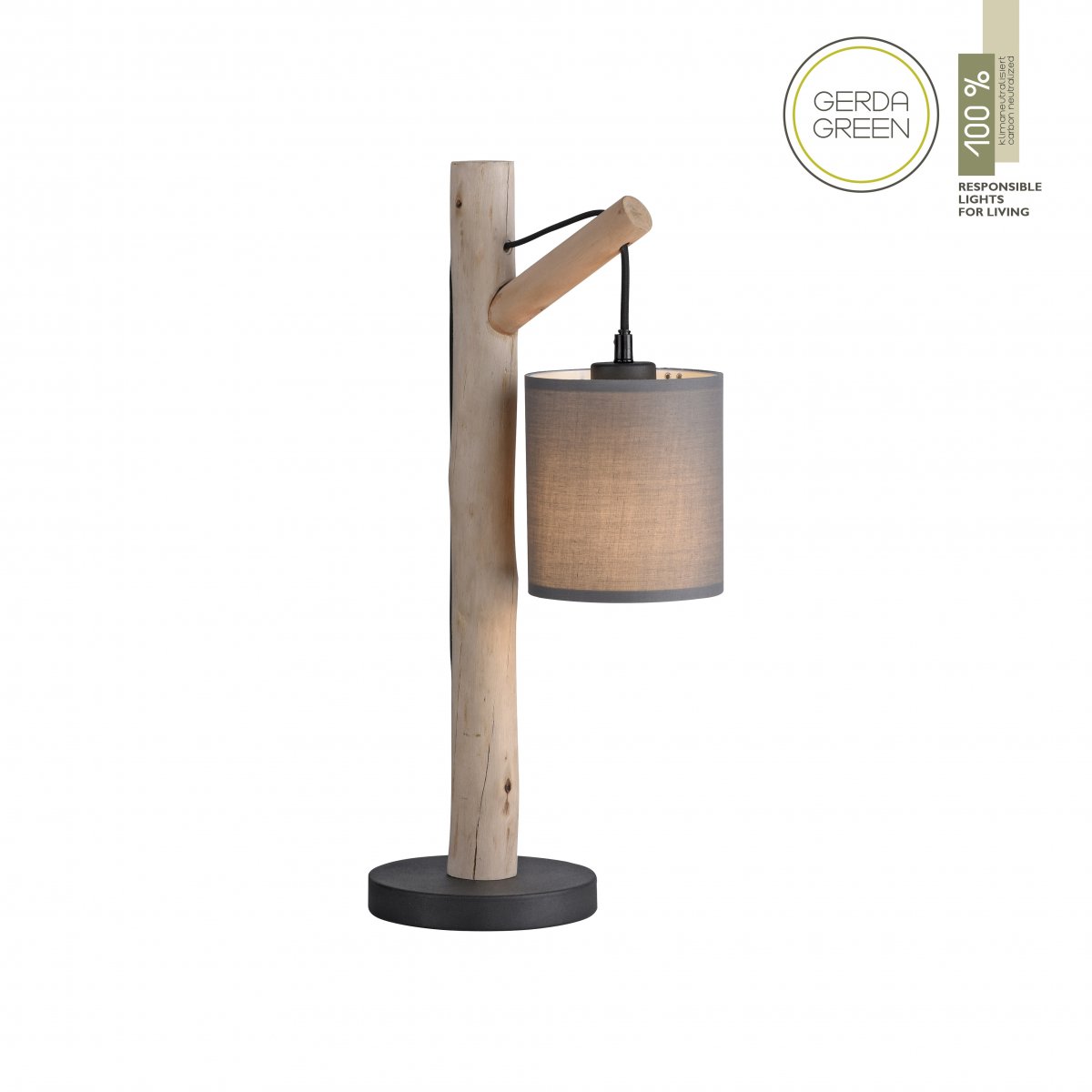 JUST LIGHT 15784-29 GREEN TRIBU Tischleuchte taupe Stoffschirm 1-flammig