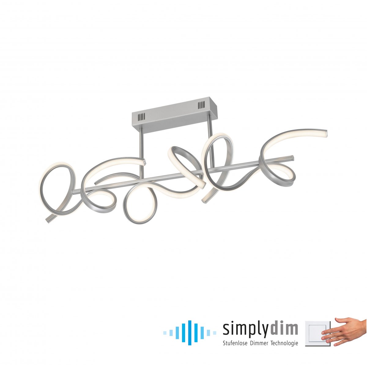 JUST LIGHT 19032-21 LED Deckenleuchte CURLS silberfarben 3000K Simply Dim