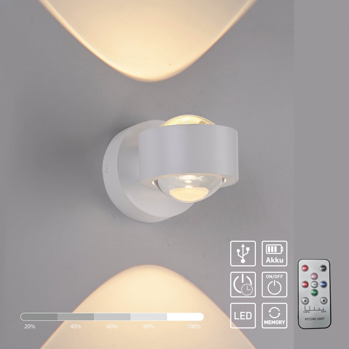 JUST LIGHT 19330-16 AKKU-CHIA AKKU-Wandleuchte weiss 3000K