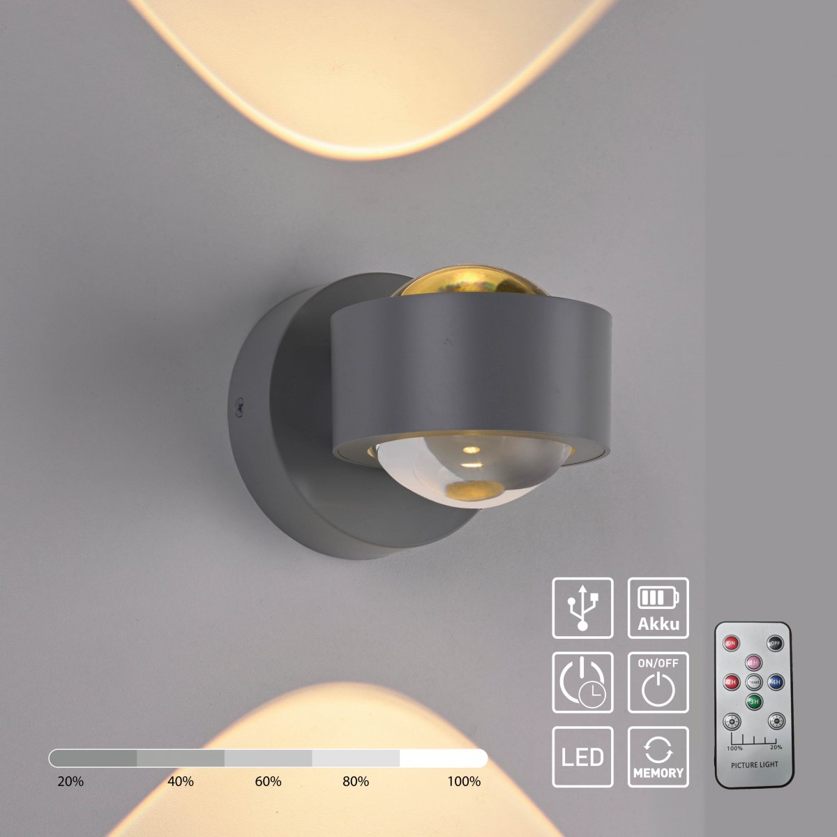 JUST LIGHT 19330-21 AKKU-CHIA AKKU-Wandleuchte silber 3000K