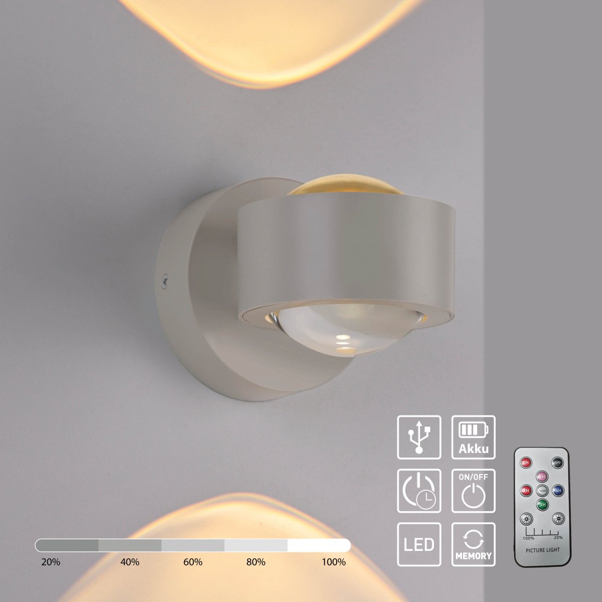 JUST LIGHT 19330-39 AKKU-CHIA AKKU-Wandleuchte Sandbrise 3000K