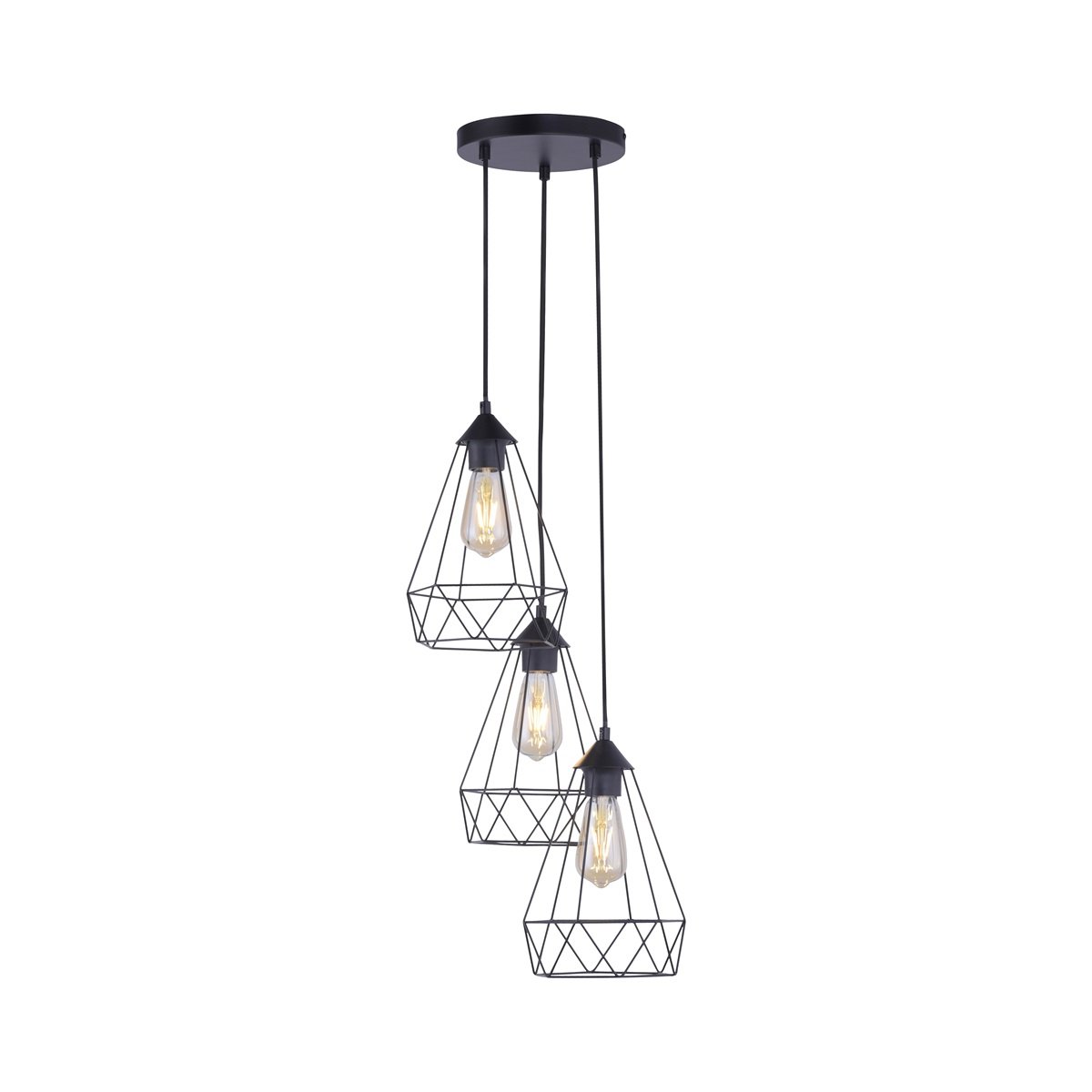 JUST LIGHT Pendelleuchte 15890-18 SKELETTON 3-flammig schwarz