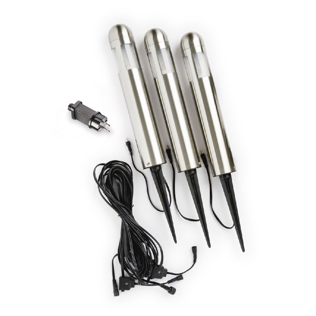 KONSTSMIDE No. 7451-000 Outdoor Amalfi High Power LED Erdspie�leuchten 3er-Set Edelstahl