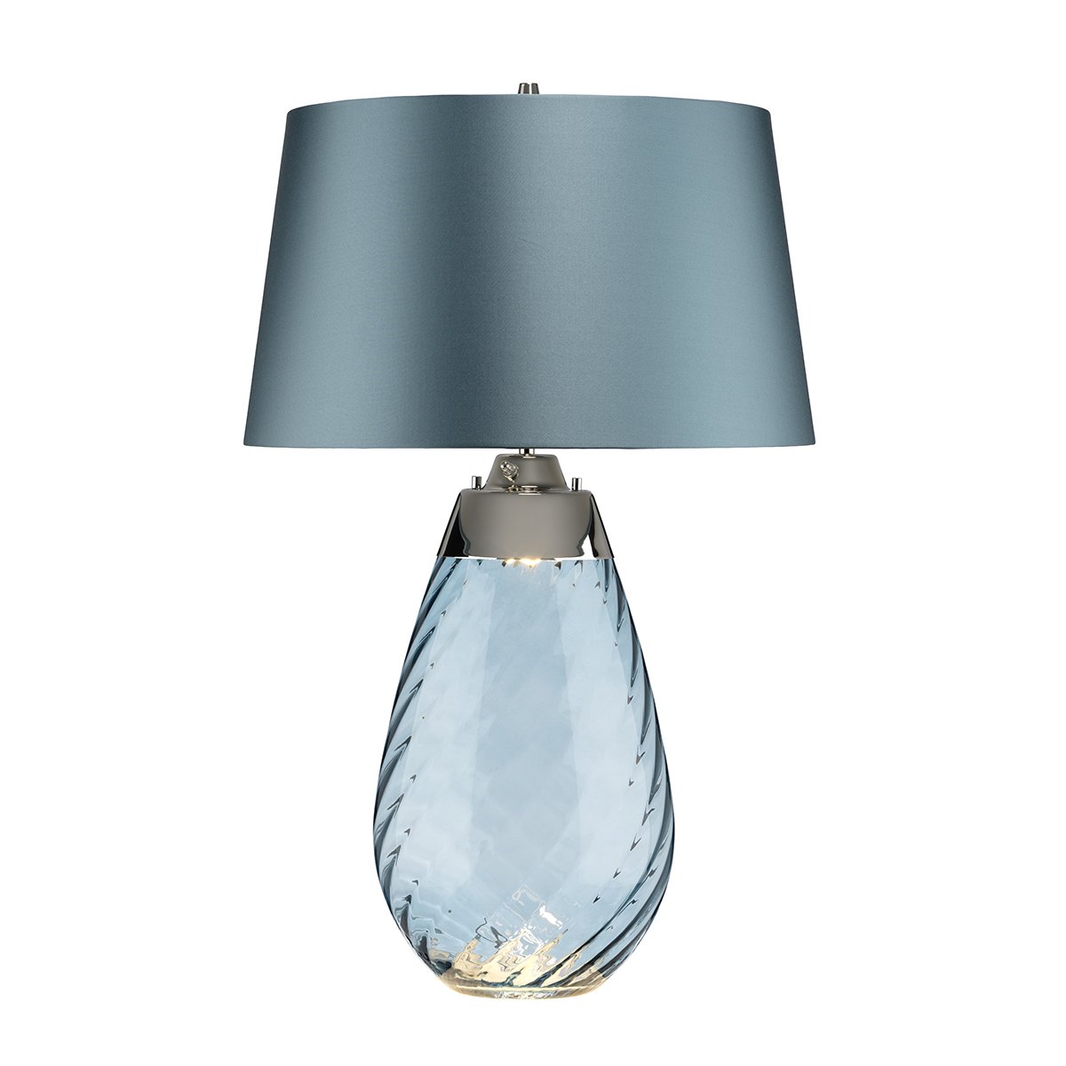 Elstead Lighting Lena Tischleuchte Large 2-Light Blau Nickel Stoffschirm Blau 74cm