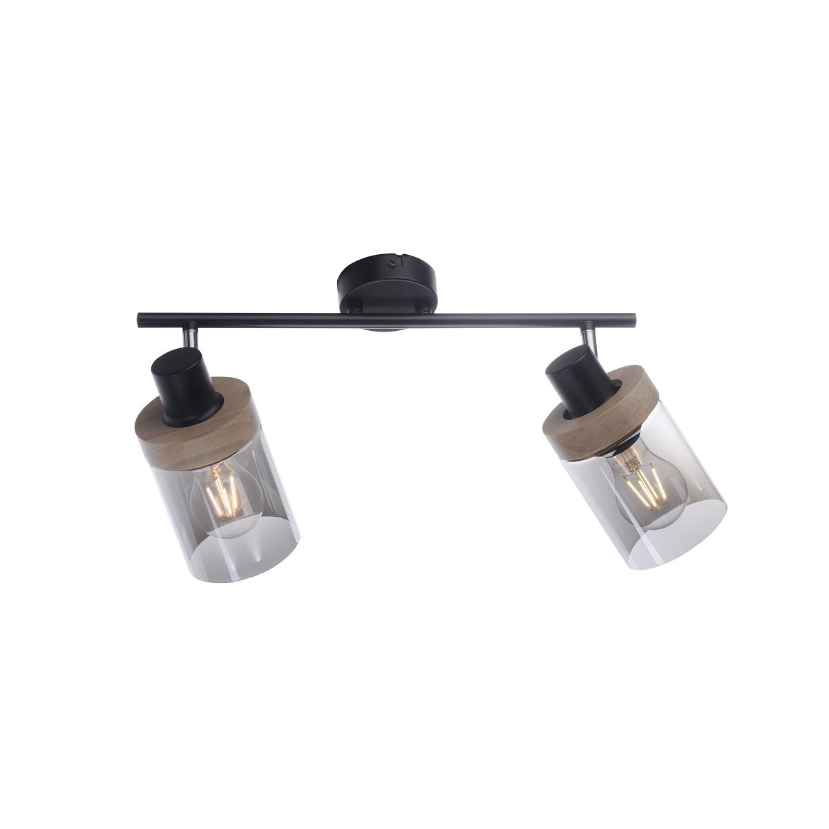 Leuchten Direkt 11312-18 PASQUAL Wand- und Deckenleuchte 2-flammig Holz Rauchglas