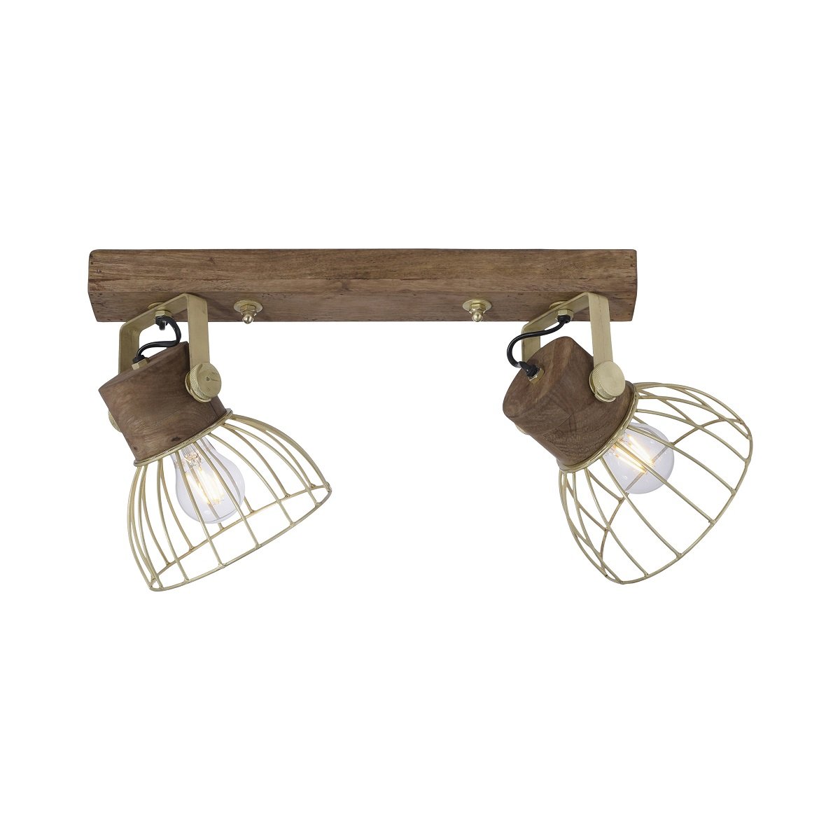 Leuchten Direkt 11487-60 Deckenleuchte Alami 2-flammig messing holz E27