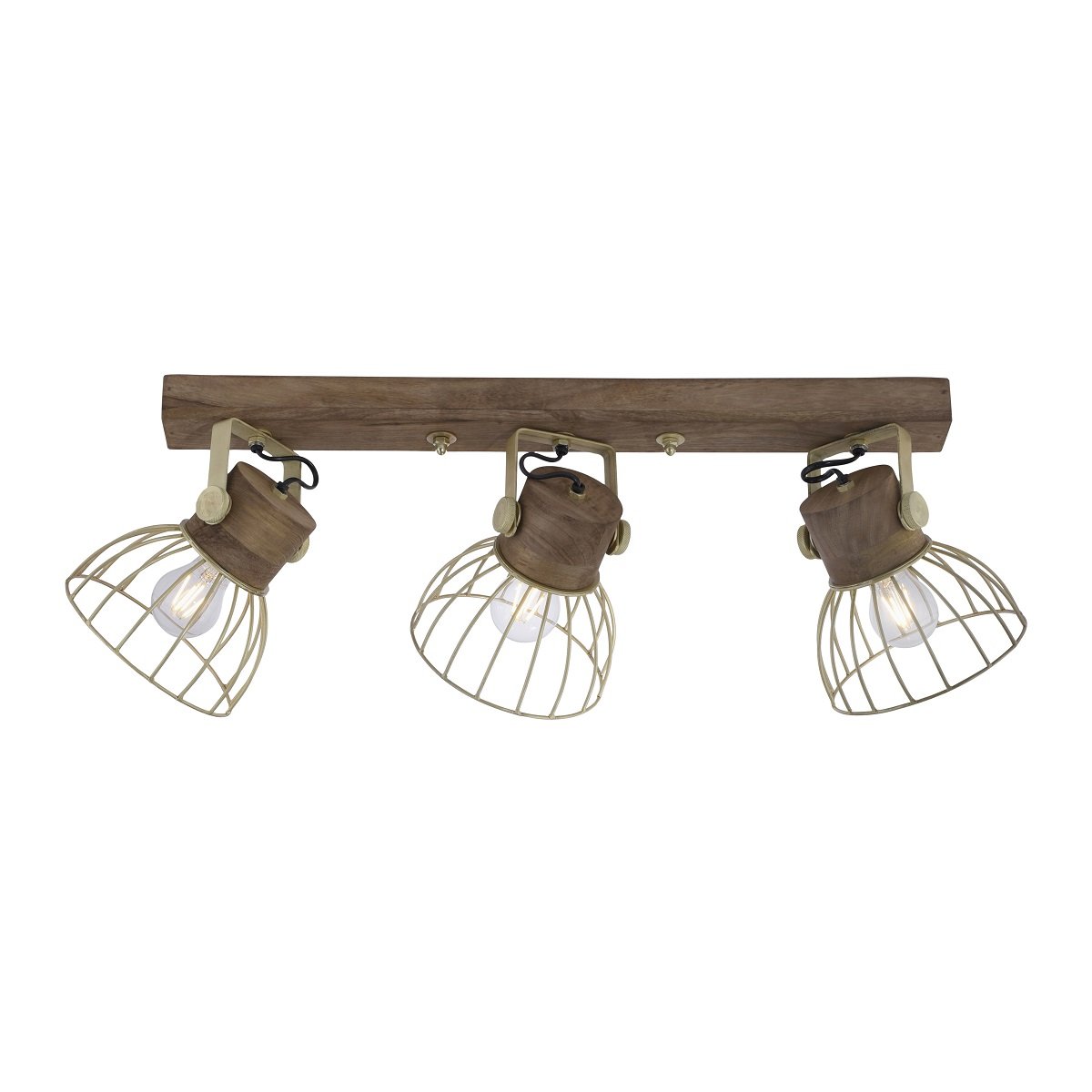 Leuchten Direkt 11488-60 Deckenleuchte Alami 3-flammig messing holz E27