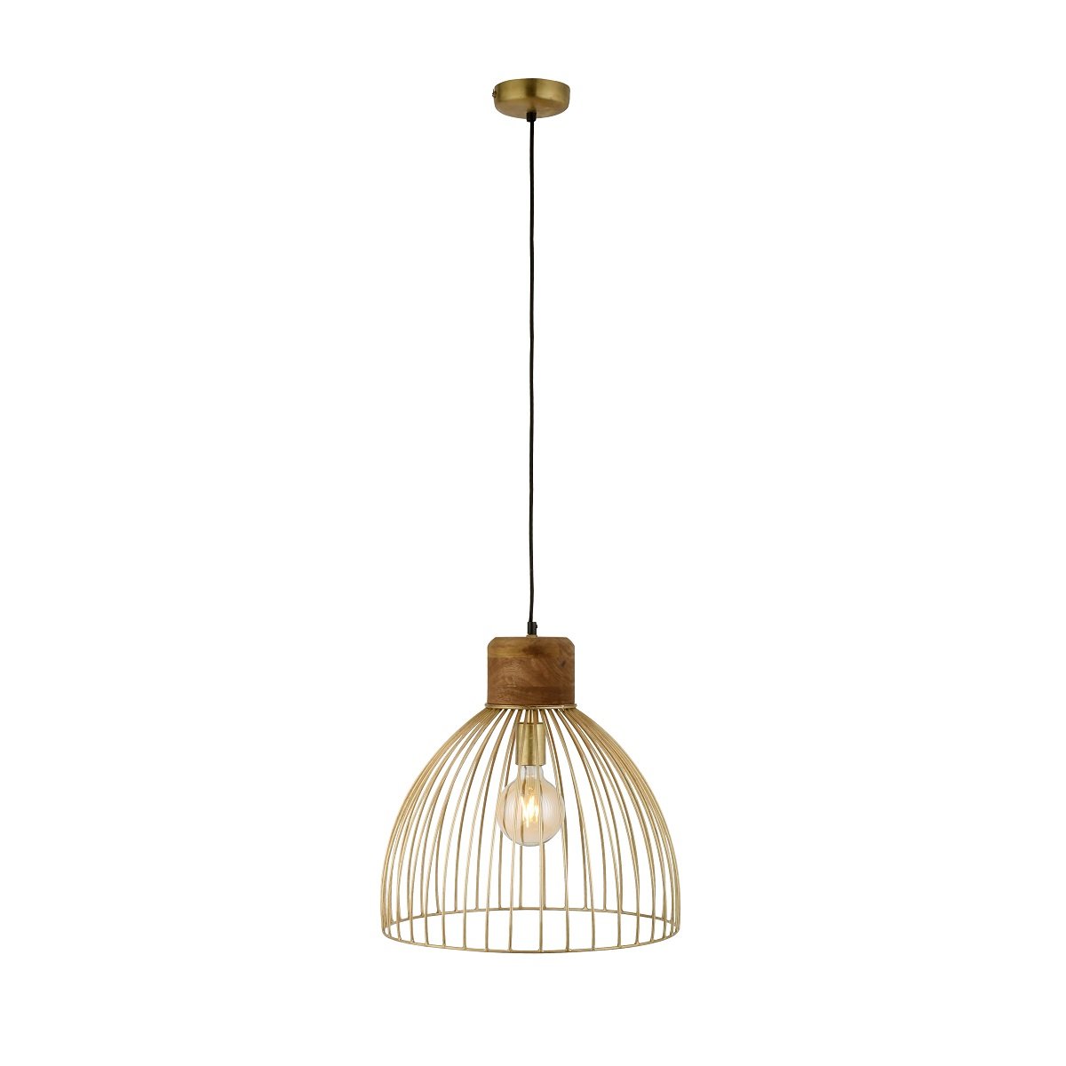 Leuchten Direkt 11489-60 Pendelleuchte Alami messing holz E27