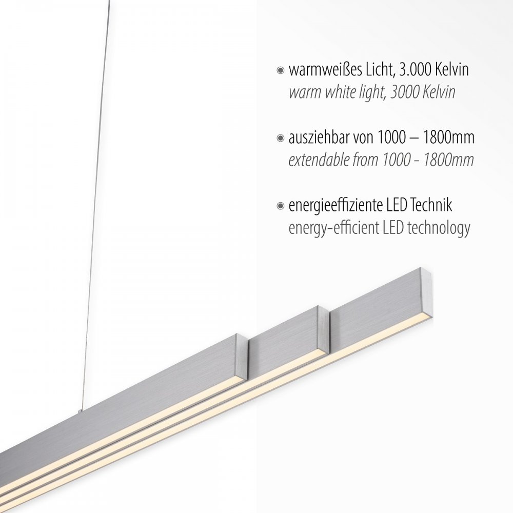 --> Lampen & Shop aluminiumfarben kaufen LED ausziehbar online Leuchten Leuchten im Direkt Luzi 11660-95 Pendelleuchte