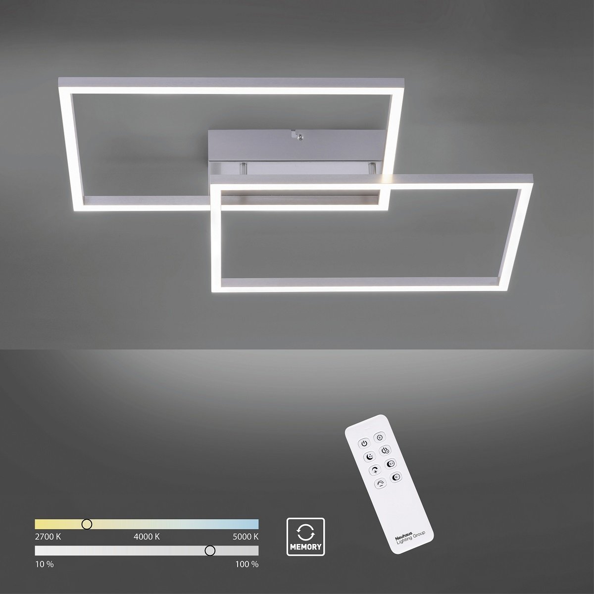 Leuchten Direkt 14017-55 LED Deckenleuchte IVEN stahl CCT steuerbar