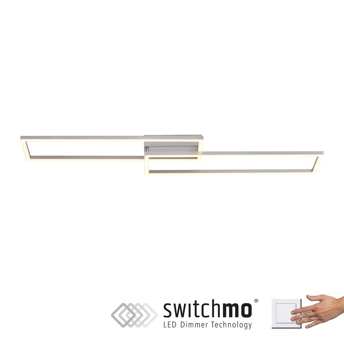 Leuchten Direkt 14023-55 Deckenleuchte Iven stahl rechteckig 3000K dimmbar