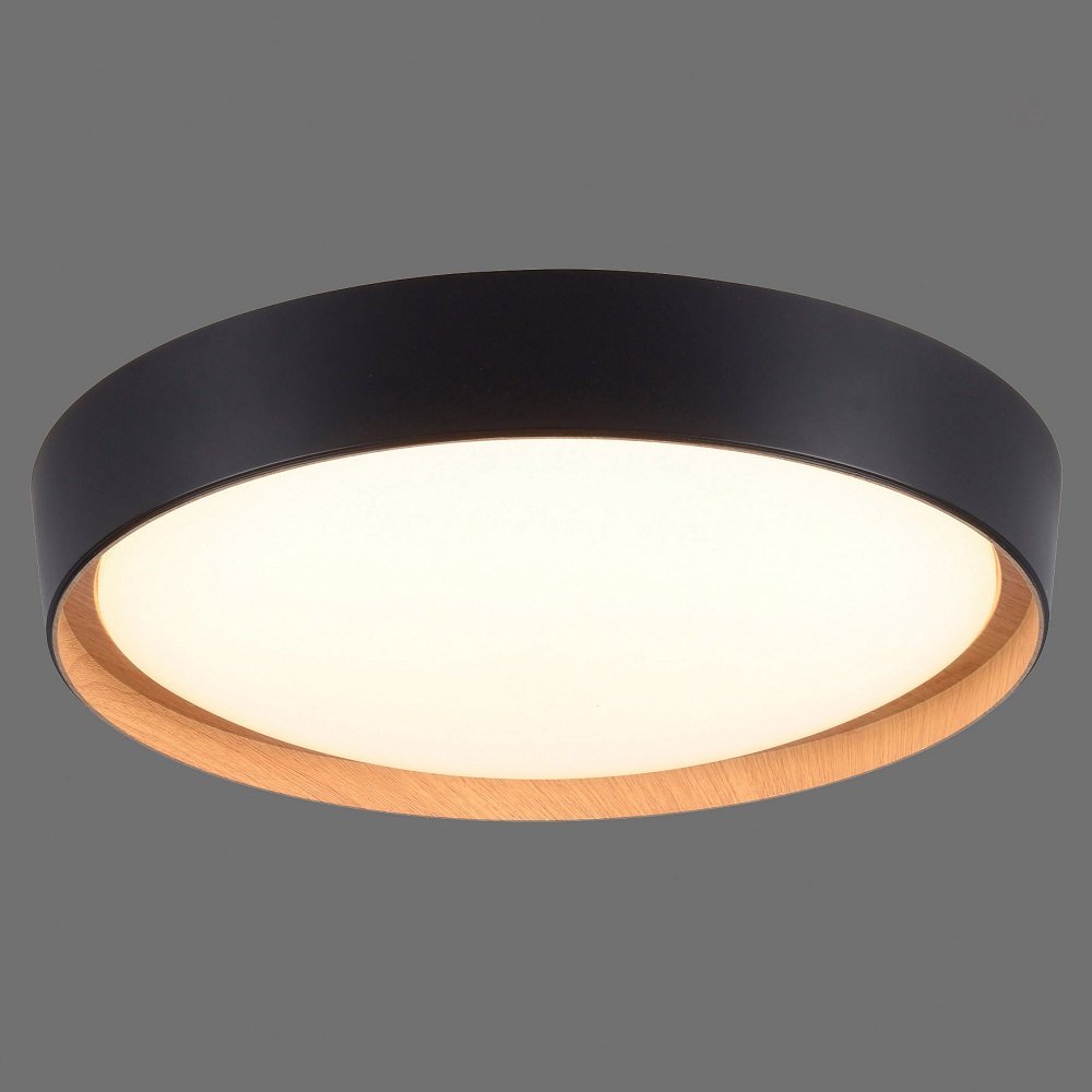 Leuchten Direkt 14347-18 schwarz im Leuchten LED & --> Holzoptik Shop EMILIA Deckenleuchte kaufen online 40cm Lampen