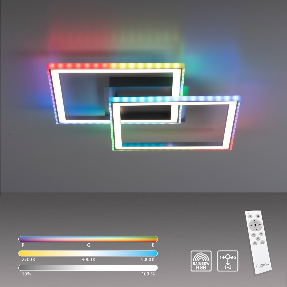Leuchten Direkt 14634-55 FELIX60 LED Deckenleuchte RGBW 445x445mm  silberfarben --> Leuchten & Lampen online kaufen im