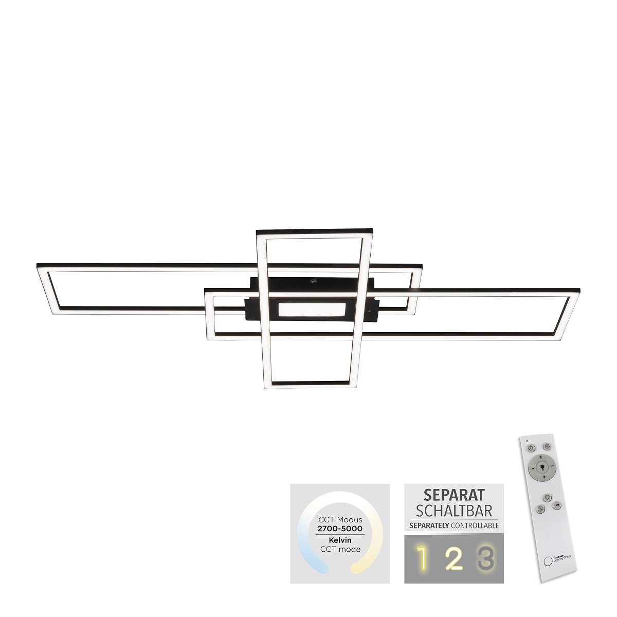 Leuchten Direkt 14693-18 ASMIN LED Deckenleuchte rechteckig schwarz
