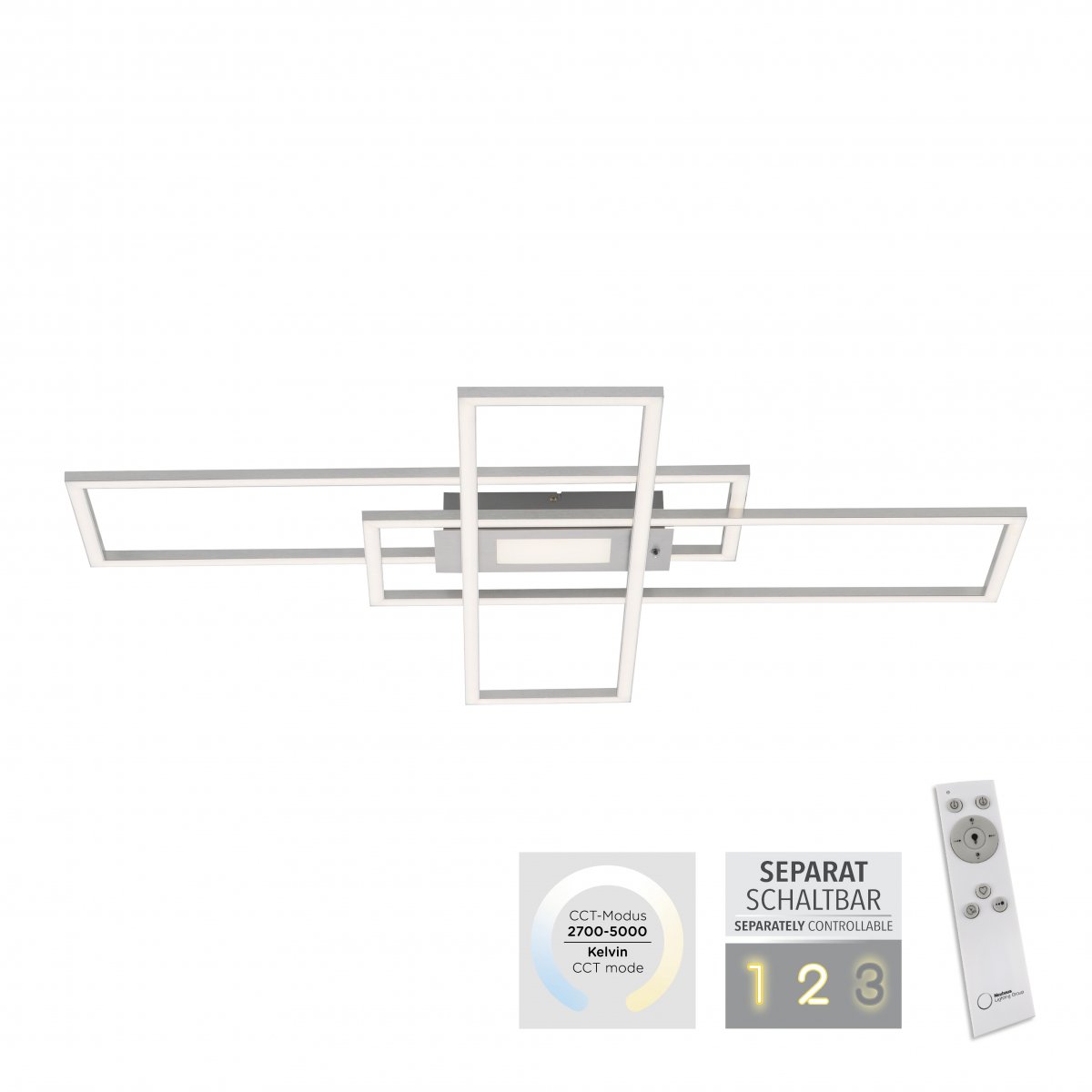 Leuchten Direkt 14693-55 ASMIN LED Deckenleuchte rechteckig silberfarben