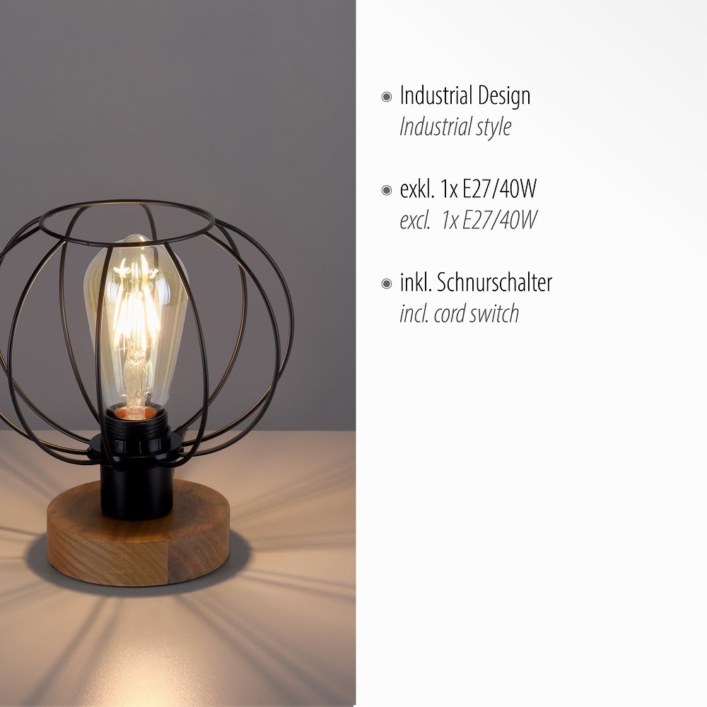 Leuchten Direkt 15215-78 KASKA Tischleuchte 1-flammig Holzdekor -->  Leuchten & Lampen online kaufen im Shop
