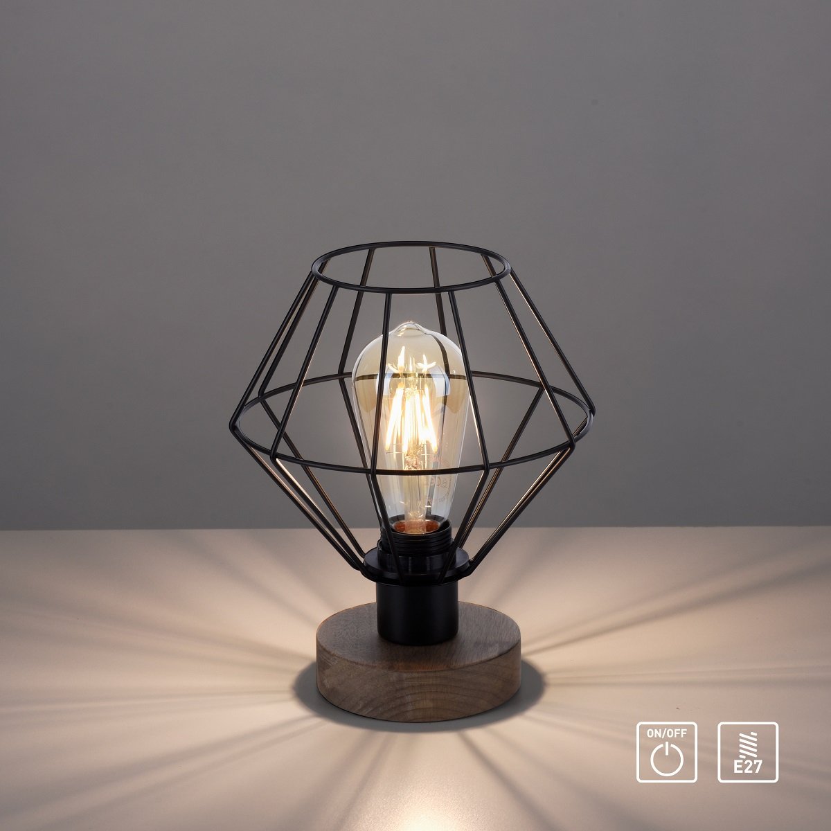 Leuchten Direkt Tischleuchte Shop online 1-flammig im kaufen --> Leuchten Lampen 15216-78 Holzdekor KASKA 