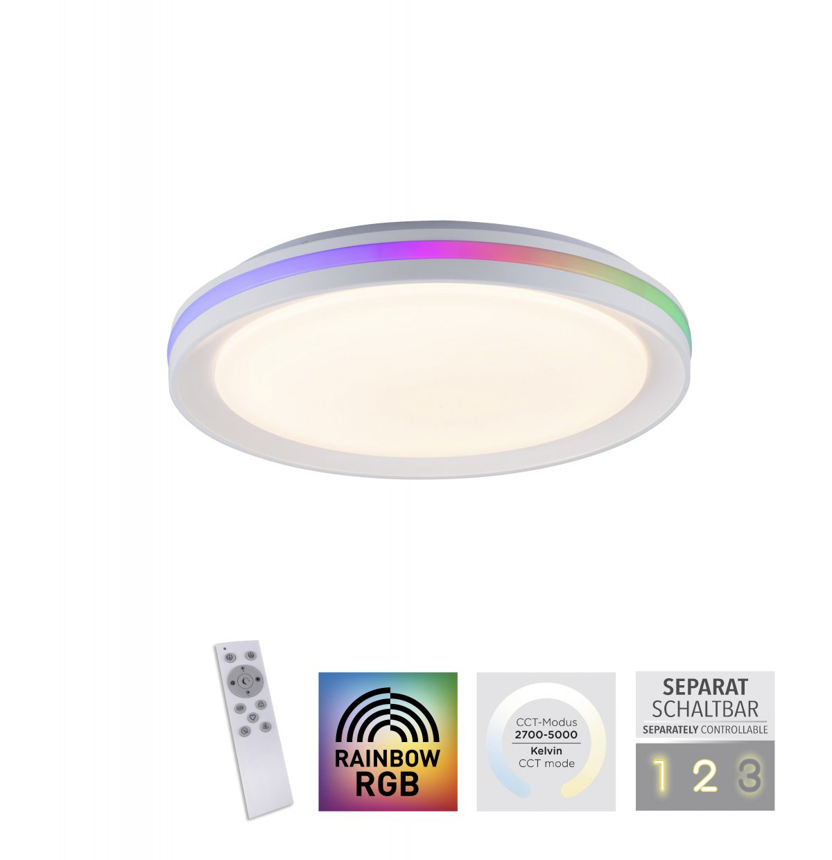 Leuchten Direkt 15544-16 RIBBON LED Deckenleuchte flach CCT Rainbow RGB -->  Leuchten & Lampen online kaufen im Shop