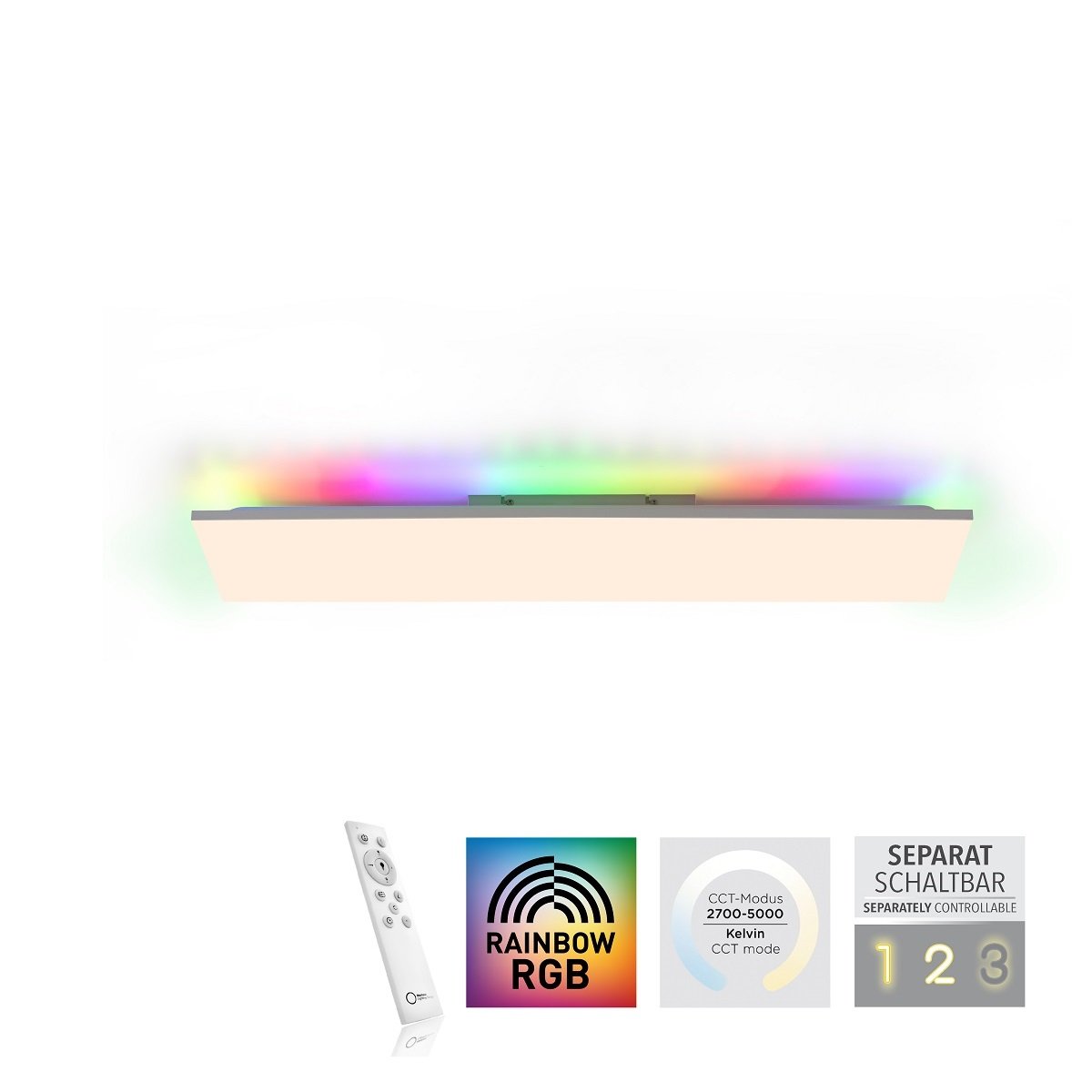 Leuchten Direkt 15562-16 CONRAD LED Deckenleuchte rechteckig CCT Rainbow RGB  --> Leuchten & Lampen online kaufen im