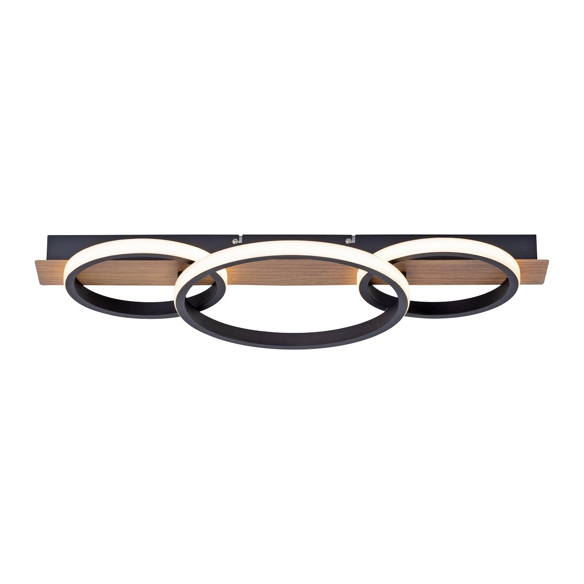 Leuchten Direkt 15616-78 TROOPER LED Deckenleuchte 3 Ringe mit Holzdekor