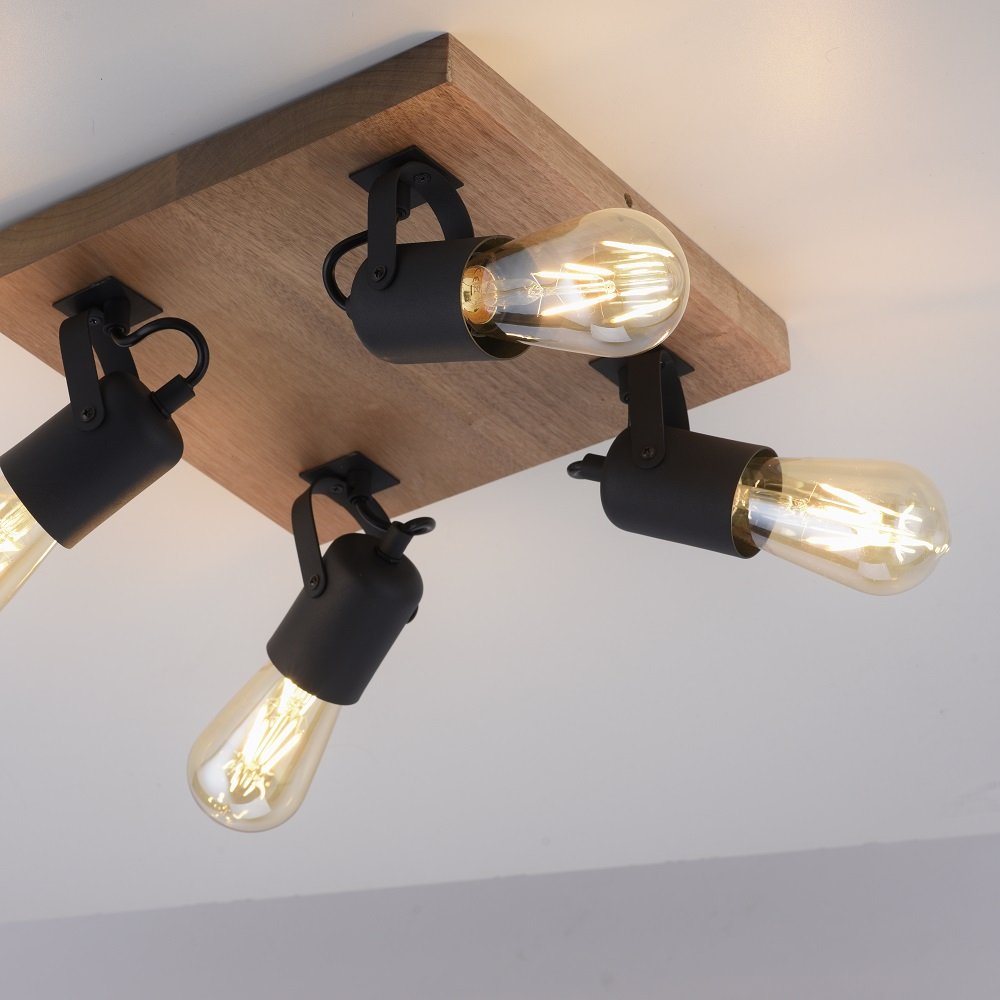 kaufen Lampen 15634-18 & CANOP Leuchten Shop --> 4-flammig Leuchten online Holz Direkt im Deckenleuchte Schwarz