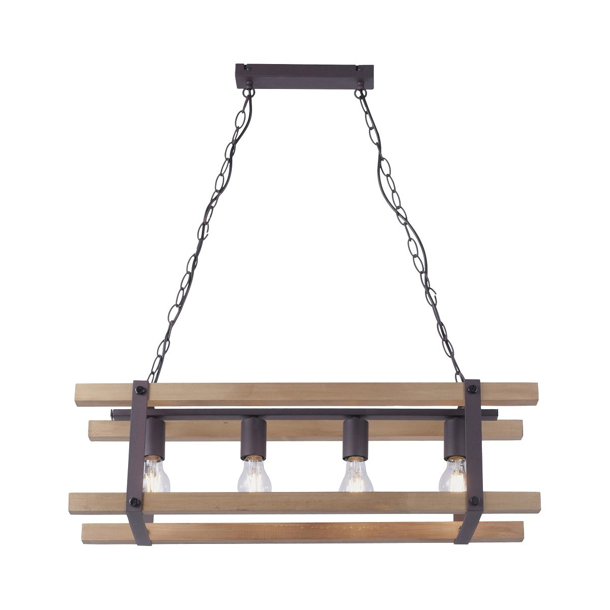 Leuchten Direkt 15684-79 Pendelleuchte Edith 4-flammig holz natur