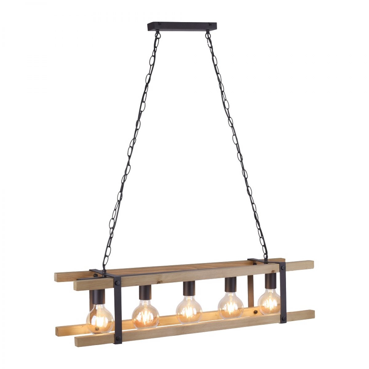 Leuchten Direkt 15685-79 Pendelleuchte Edith 5-flammig holz natur