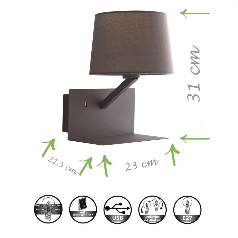 Luce Design Ciak AP GR Wandleuchte 1-flammig ECO Light grau --> Leuchten &  Lampen online kaufen » Beleuchtung für