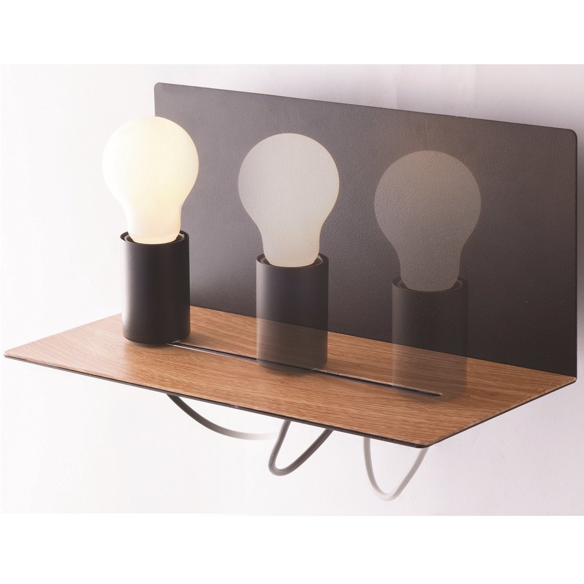 Flash Shop & online Design Light Luce ECO NER kaufen Leuchten Wandleuchte 1-flammig AP schwarz Lampen --> holz im