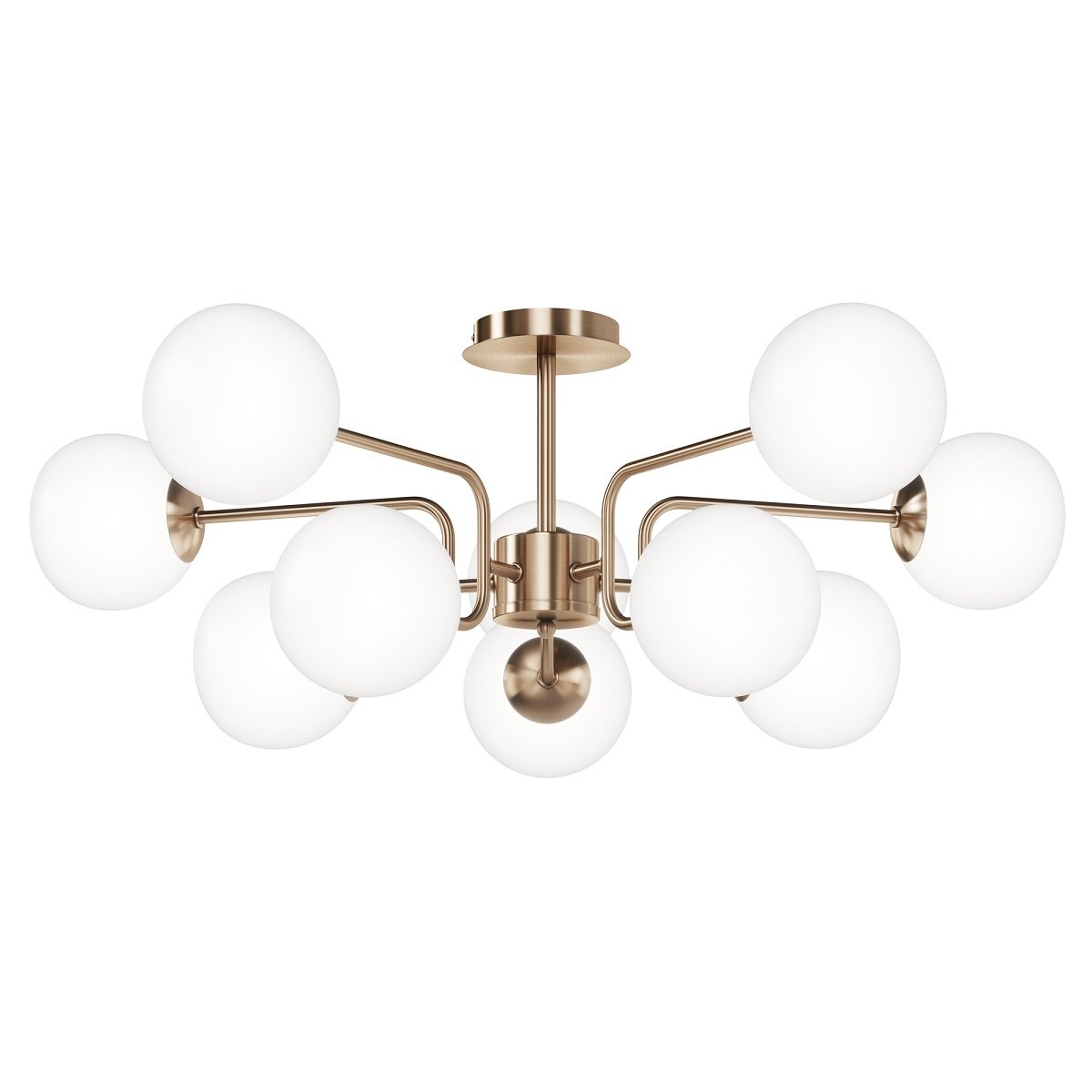 Maytoni Pendelleuchte Erich 10-flammig messing Glas wei� matt