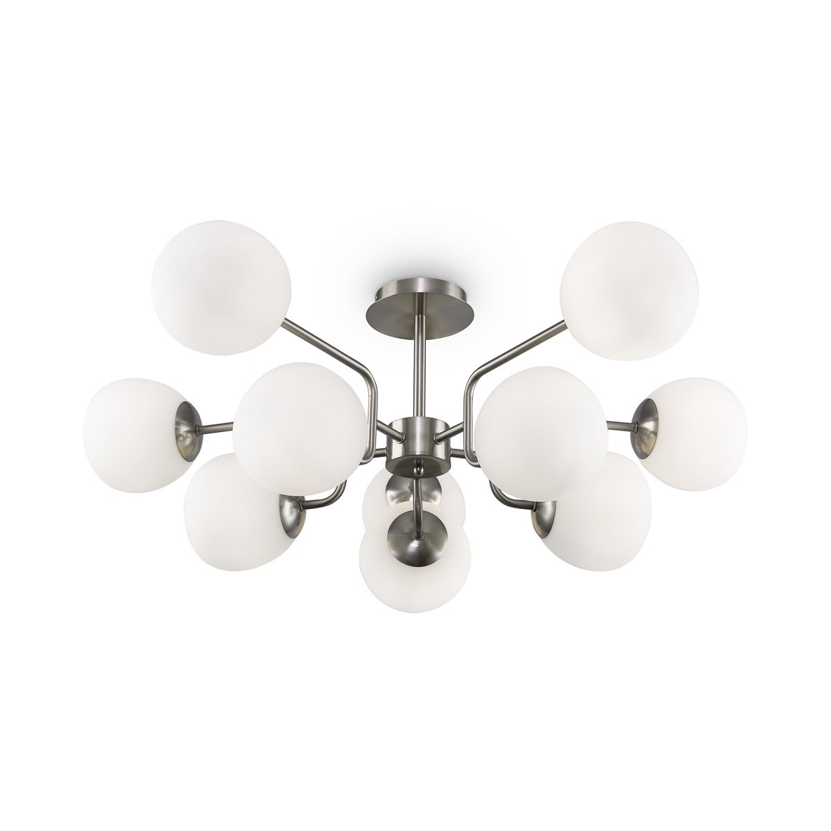 Maytoni Pendelleuchte Erich 10-flammig nickel Glas wei� matt