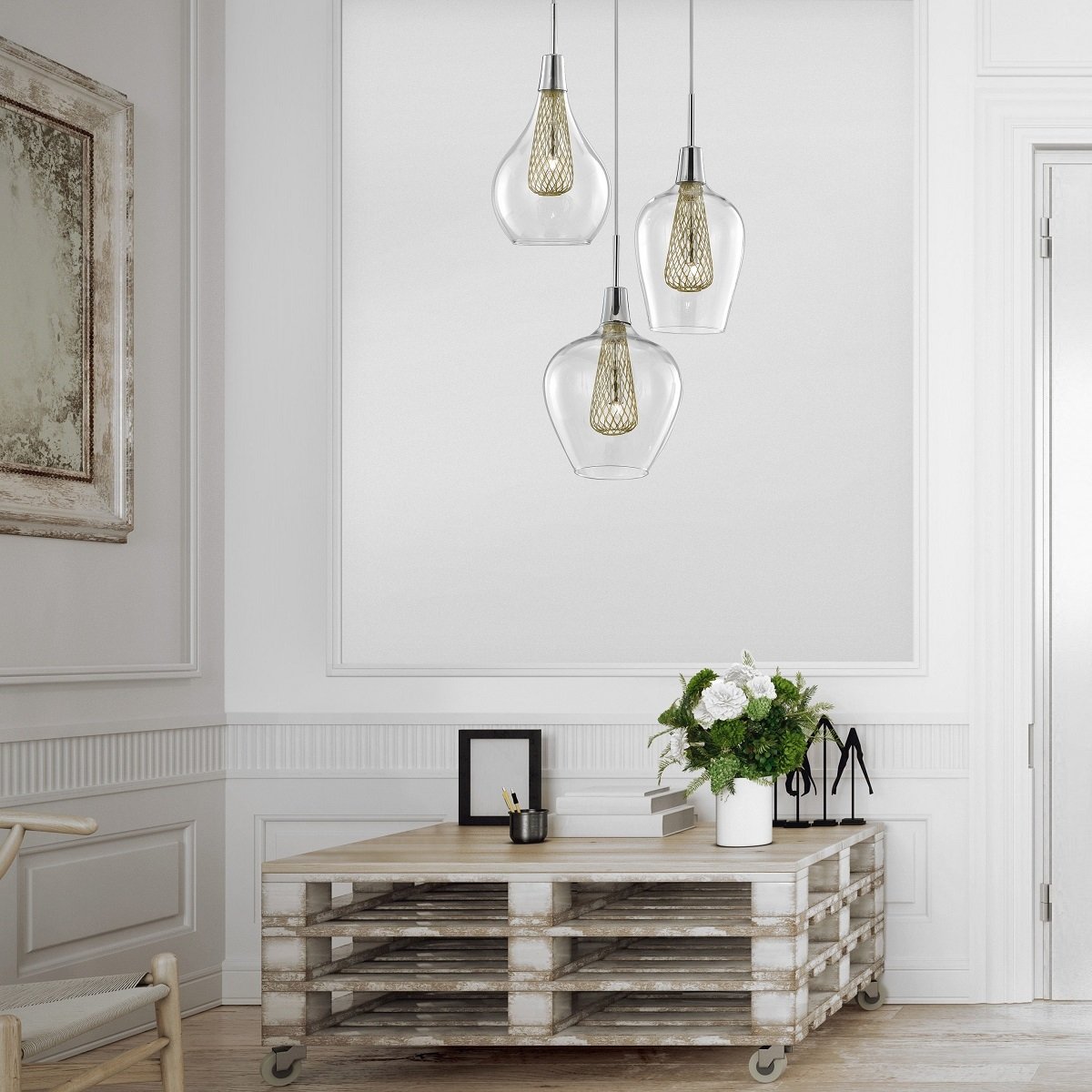 Nova Luce 1500202803 FILO G9 Pendelleuchte 3-flammig Gold Transparent Chrom