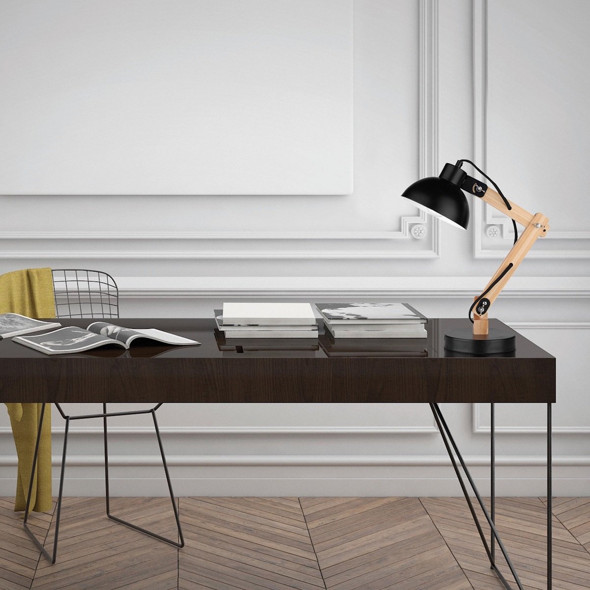Nova Luce 671602 LILA E27 Tischleuchte Schwarz Naturholz