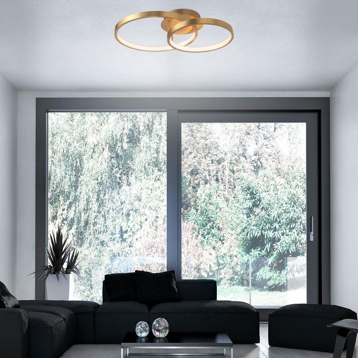 Nova Luce 8100282 LEON LED Deckenleuchte 2-flammig 3000K Blattgold