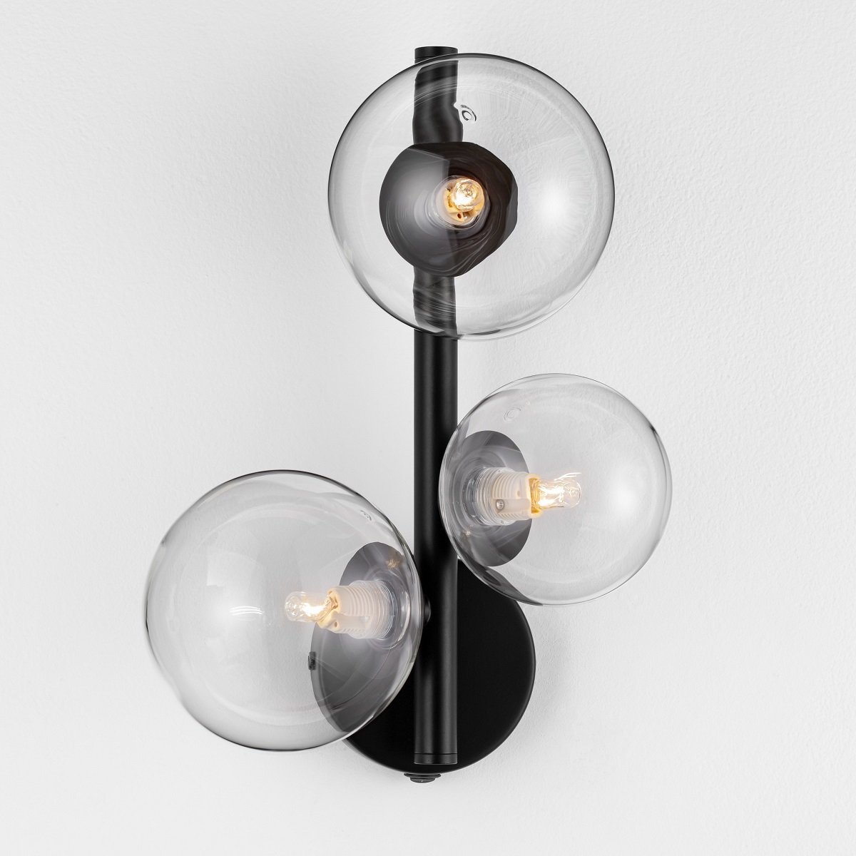 Nova Luce 9009252 ODILLIA Wandleuchte 3-flammig Schwarz Transparent G9