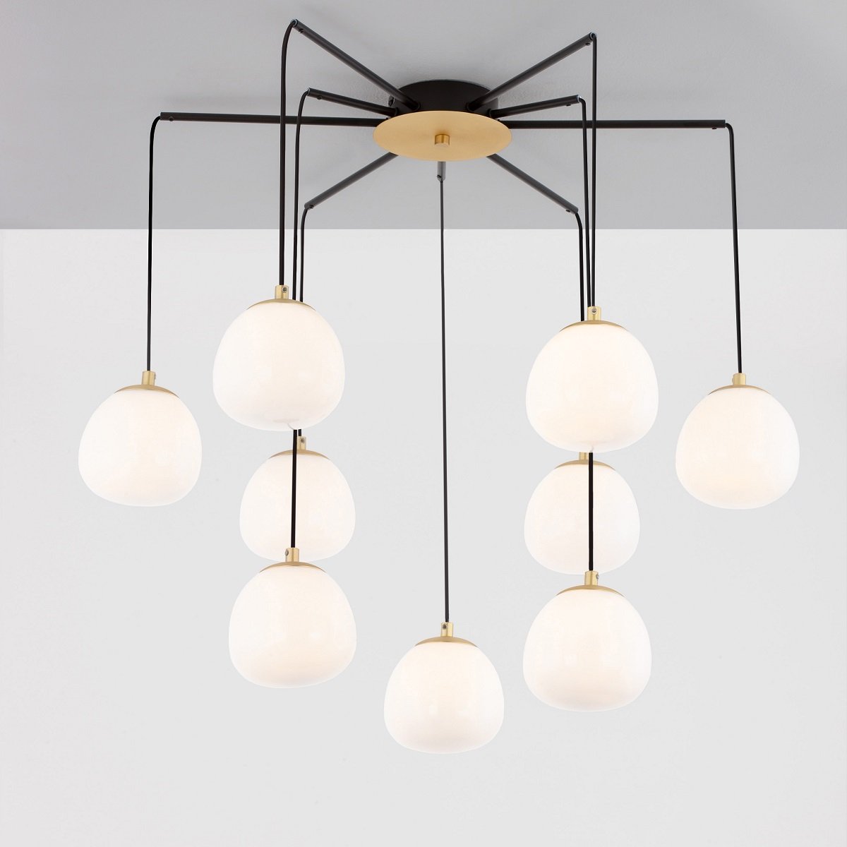 Nova Luce 9009260 THE EGG Pendelleuchte 8-flammig Gold Schwarz G9