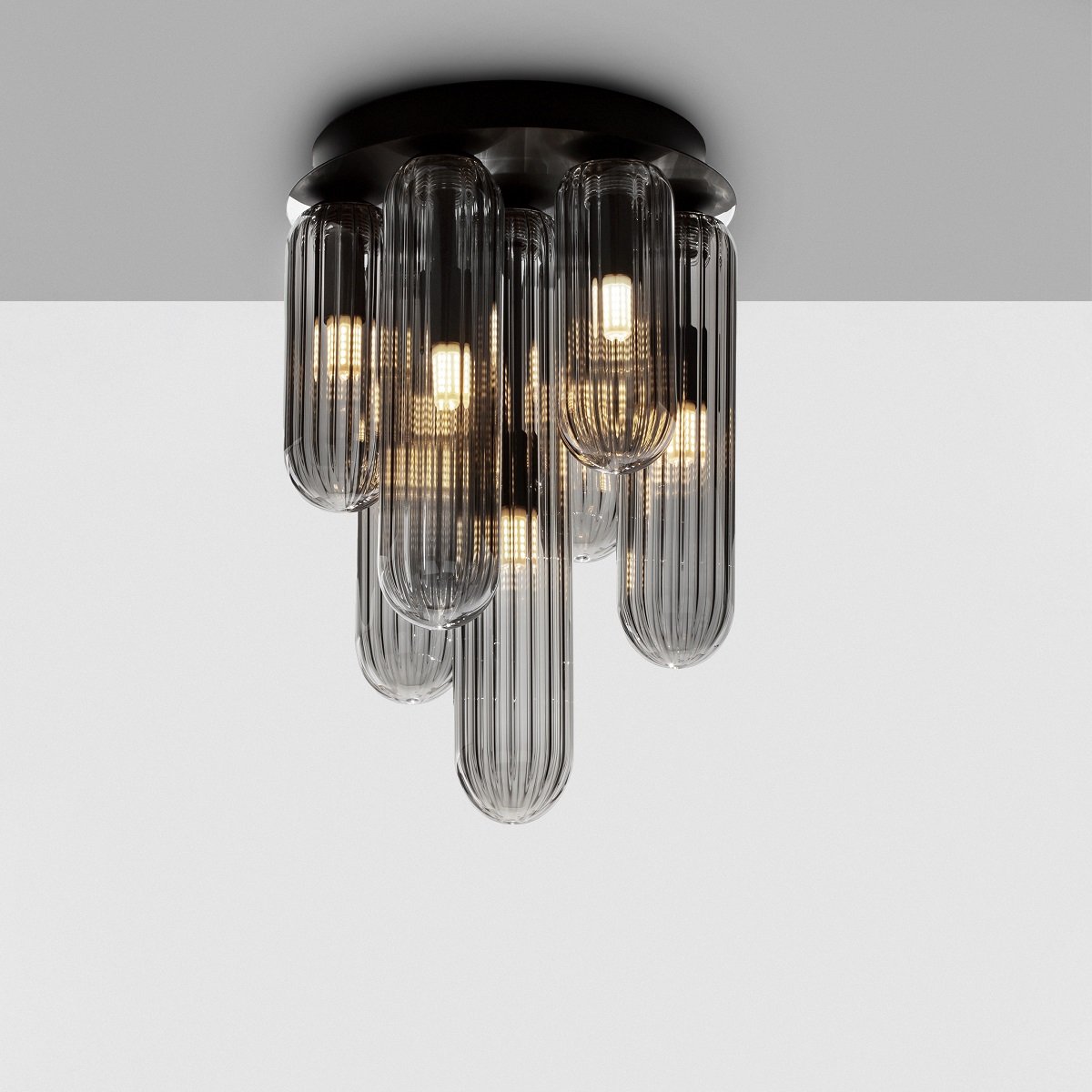 Nova Luce 9028852 GUSTAVE Deckenleuchte 7-flammig Schwarz Rauchgrau G9