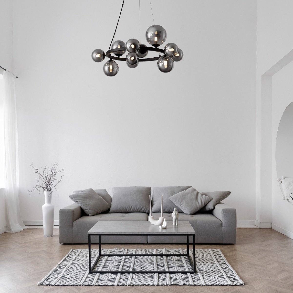Nova Luce 9028855 ODILLIA Pendelleuchte 11-flammig Schwarz Rauchglas G9
