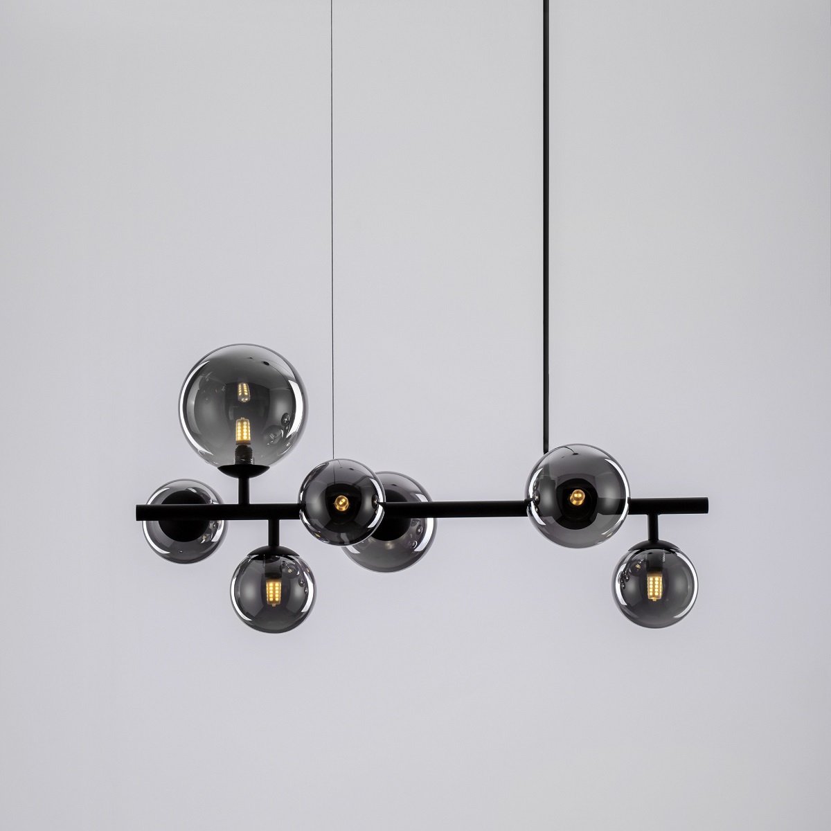 Nova Luce 9028857 ODILLIA Pendelleuchte 7-flammig Schwarz Rauchglas G9