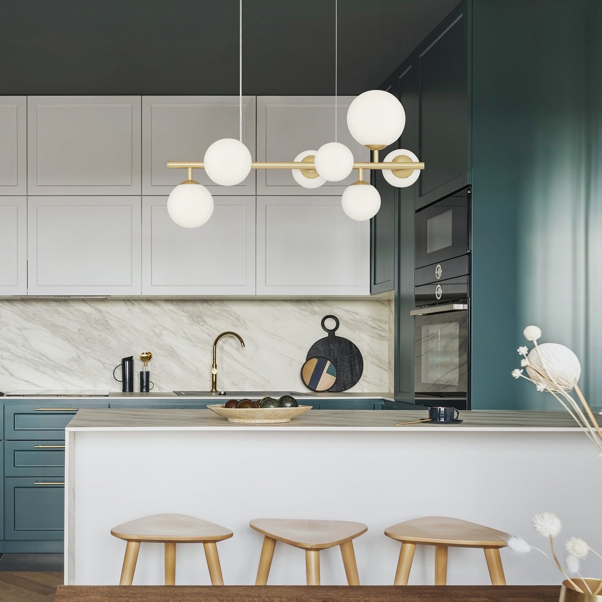 Nova Luce 9028858 ODILLIA Pendelleuchte 7-flammig Gold Weiss G9