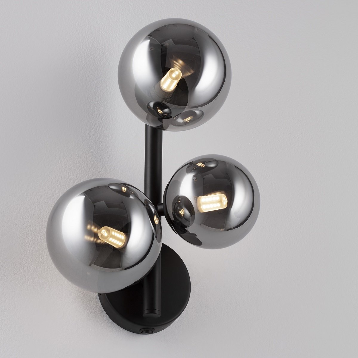 Nova Luce 9028861 ODILLIA Wandleuchte 3-flammig Schwarz Rauchglas G9