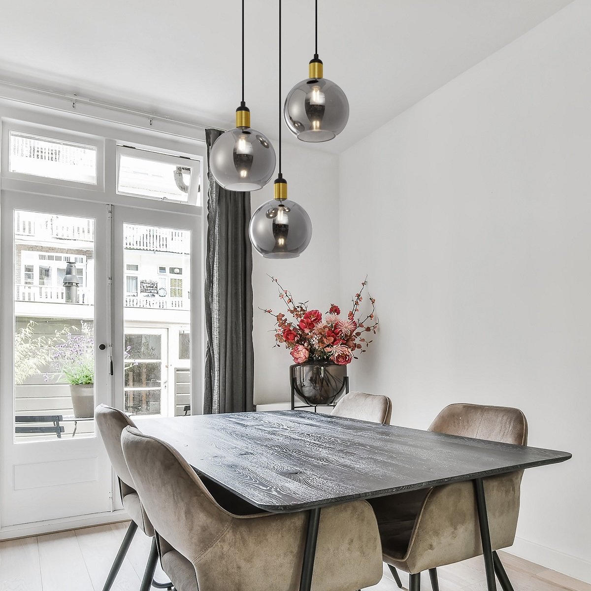 Nova Luce 9035963 MIRRO Pendelleuchte 3-flammig Gold Rauchglas E27