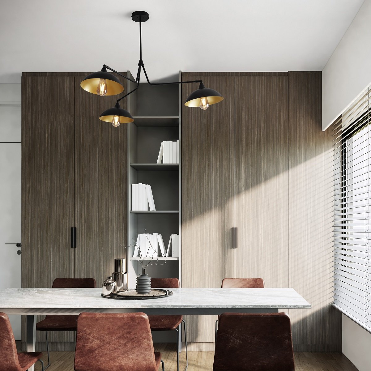 Nova Luce 9035978 MIRBA Pendelleuchte 3-flammig Schwarz Gold E27